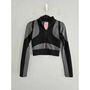 PrettyLittleThins Black Gray Zip Up Athletic Jacket M MWT